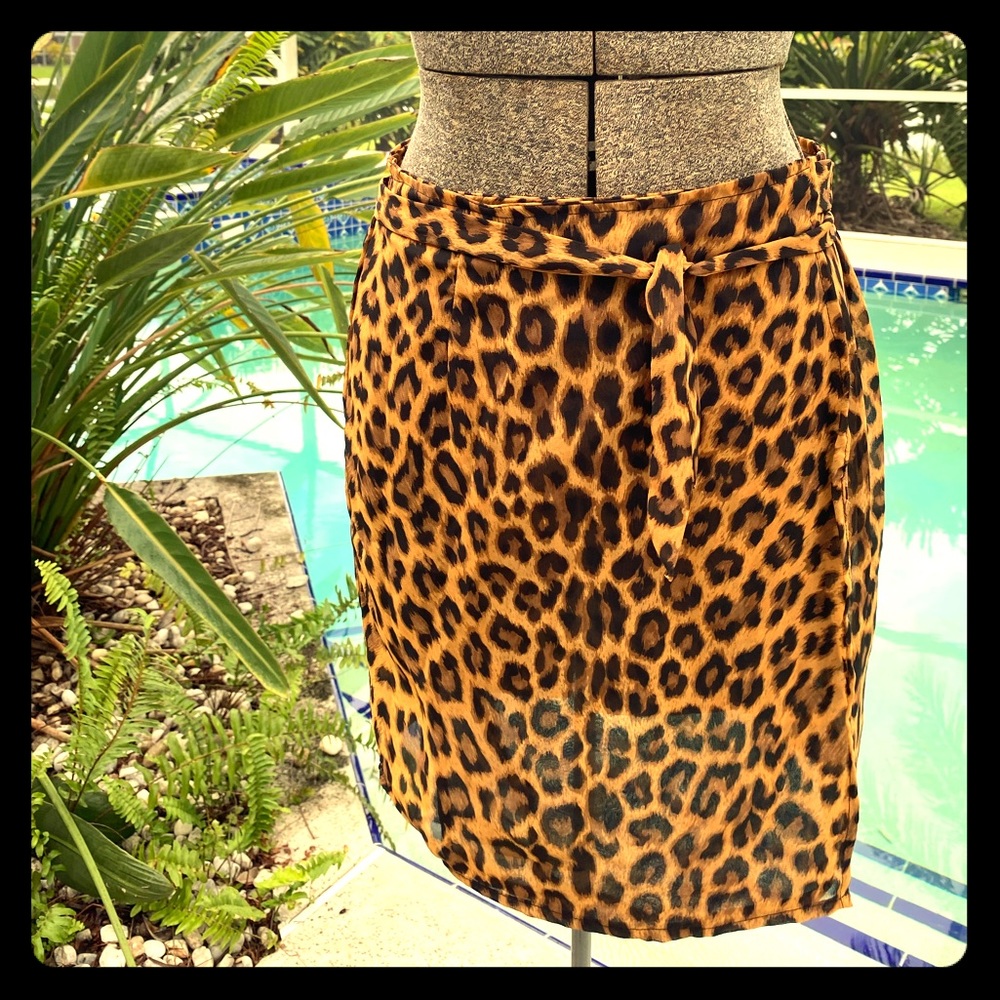 Sheer Chiffon Leopard Print Wrap Skirt